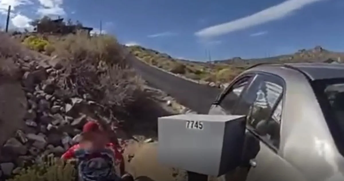 Washoe County sheriff's office vehicle near the scene of a Golden Valley crash