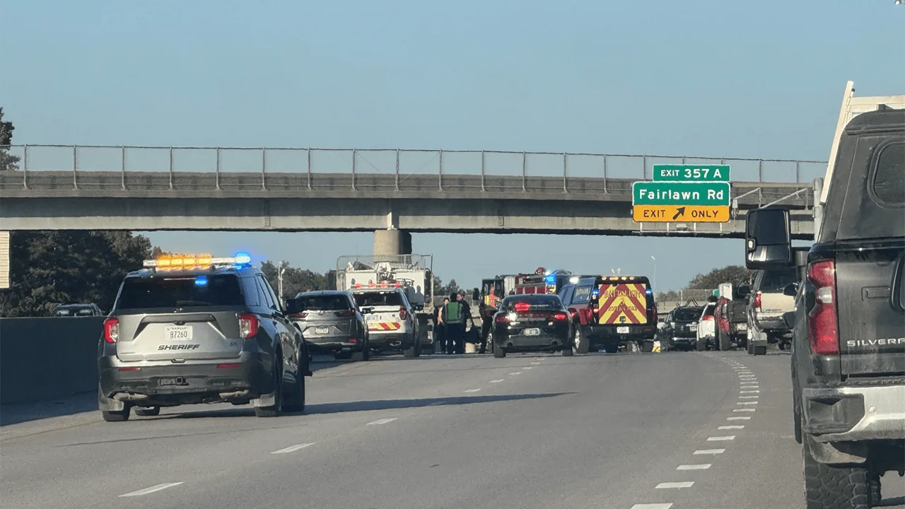 Emergency crews respond to a multi-vehicle crash on eastbound I-70 in west Topeka