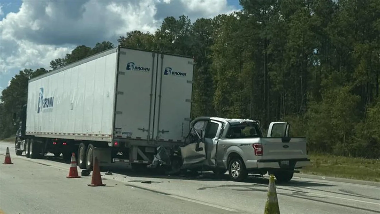 Emergency responders at a crash scene on Interstate 75 near the Hartley Bridge Road exit