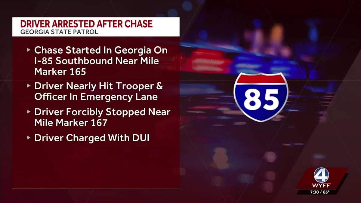 Georgia State Patrol vehicle on an interstate after a pursuit and crash